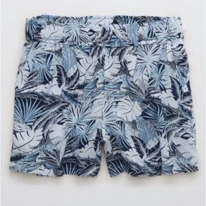 🌴 Aerie Blue Palm Tropical Print Breezy Shorts | Elastic Waist | Size M
